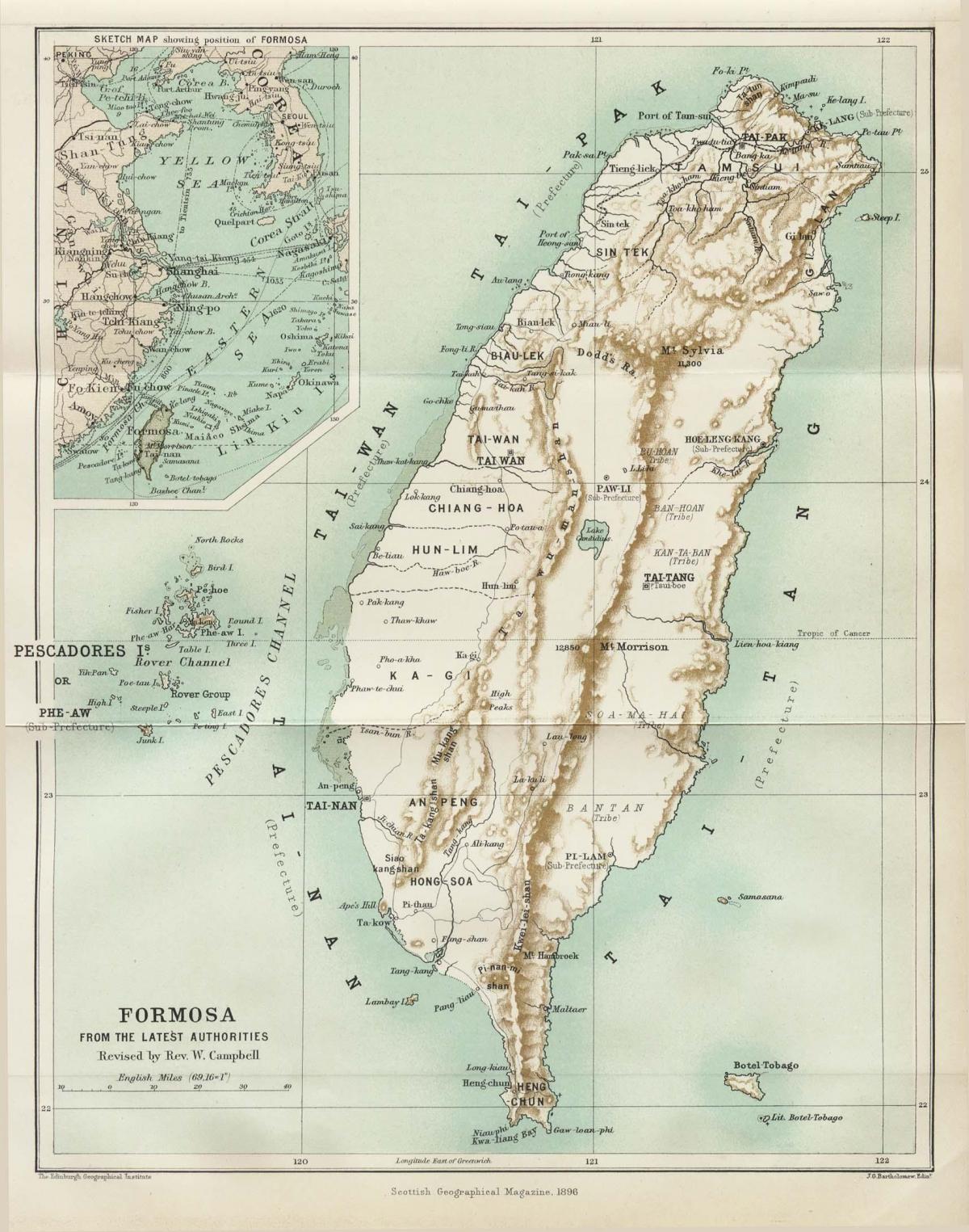 Mappa storica di Taiwan