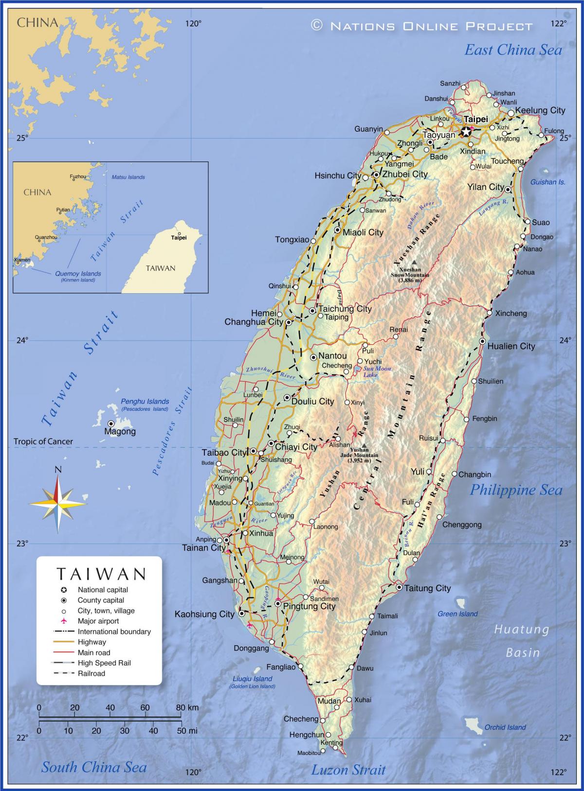 Mappa del paese Taiwan
