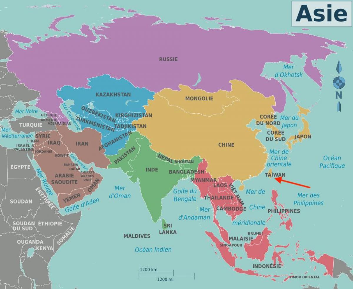 Posizione di Taiwan sulla mappa dell'Asia orientale